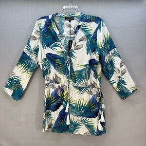 Spiaggia Dolce Swimsuit Cover Up Women's XL Green Tunic Dress Tropical Bohemian